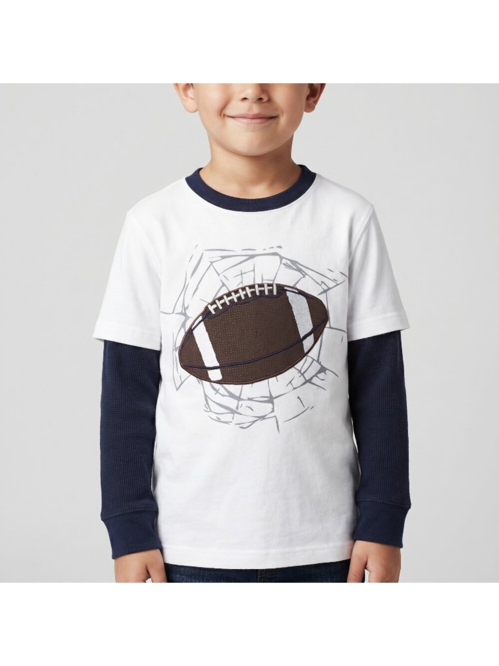 Gymboree Junior Linebacker Boy's Football Double Sleeve Tee Top Shirt in size 8